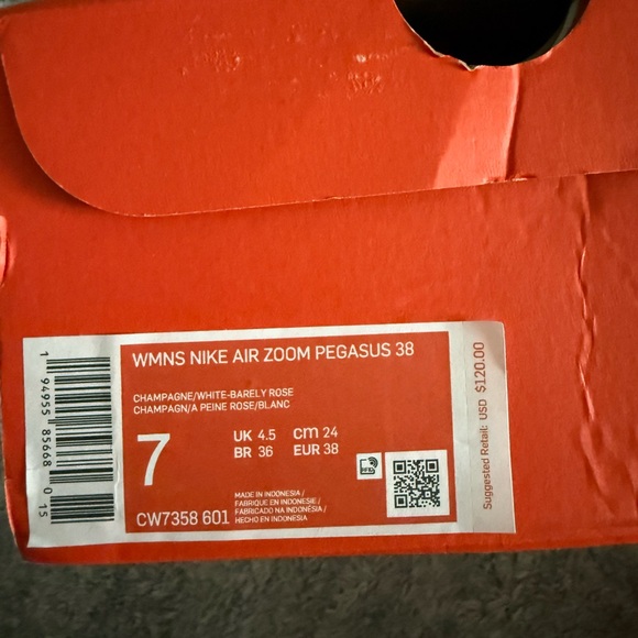 Nike Air Zoom Pegasus 38/Size US 7/Light pink New - Picture 7 of 7